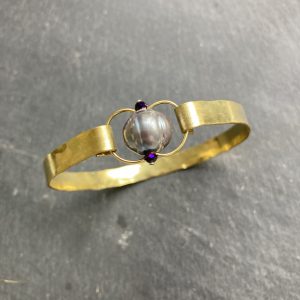 Bracelet Fermoir Boucle Perle grise