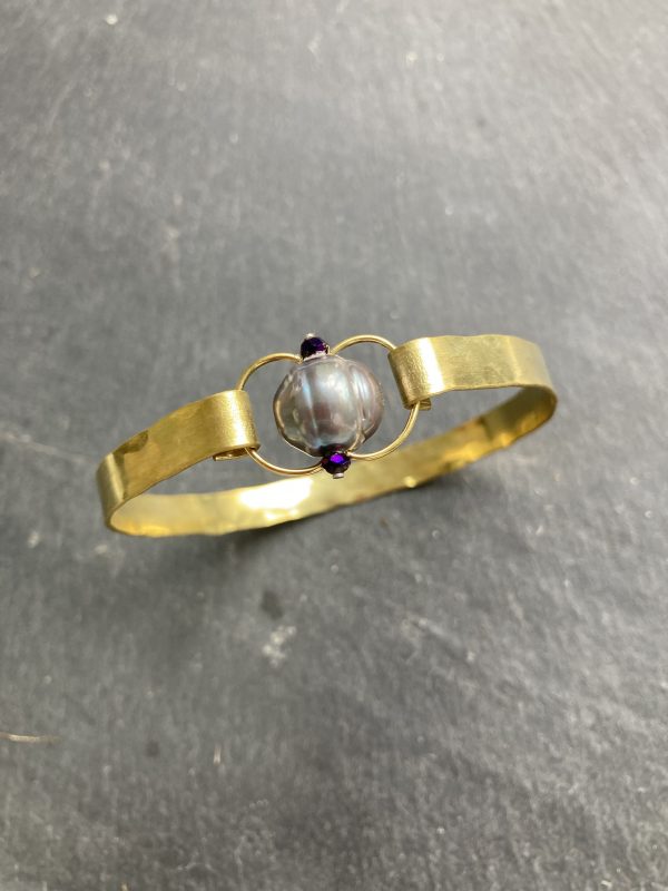 Bracelet Fermoir Boucle Perle grise